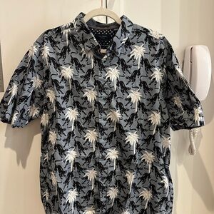 Ted Baker Men’s Leopard Print Casual Button Down Shirt, Size 7